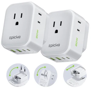 Hybrid Europäischer Reisestecker Adapter, 2 Packungen Faltbar & Abnehmbar Typ C (EU... - Bild 1 von 8