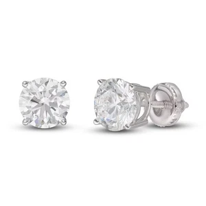 1 Ct Round Lab Created Grown Diamond Earrings 14K White Gold F/VS Basket Screw - Picture 1 of 6