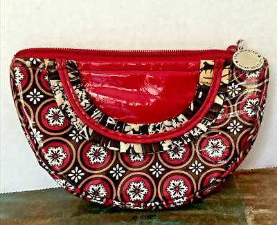 Bolsa de moedas Vera Bradley rosa babado 6,5" x4" com zíper meio círculo fatia de melão - Imagem 1 de 4