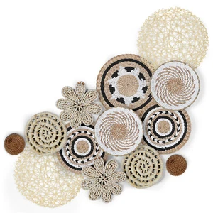13 Teile Boho Wandkorb Deko Handarbeit Seegras geflochten böhmisch Korbdeko - Bild 1 von 8