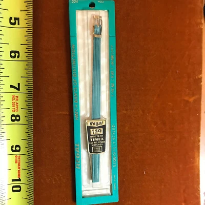 Vintage 8mm Regal Blue Leather Watch Band NOI NOS - Image 1 of 4