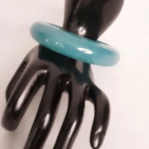 Bangle Bracelet Teal Blue Chunky Dome Lucite - Picture 1 of 9