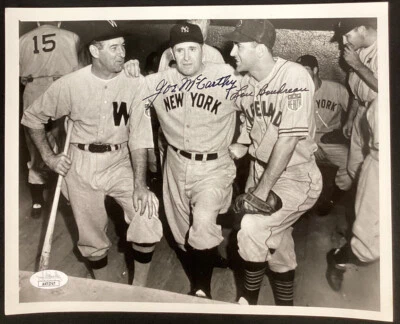 Joe McCarthy Signed Photo 8x10 Baseball Lou Boudreau Autograph JSA HOF Yankees - Image 1 of 4