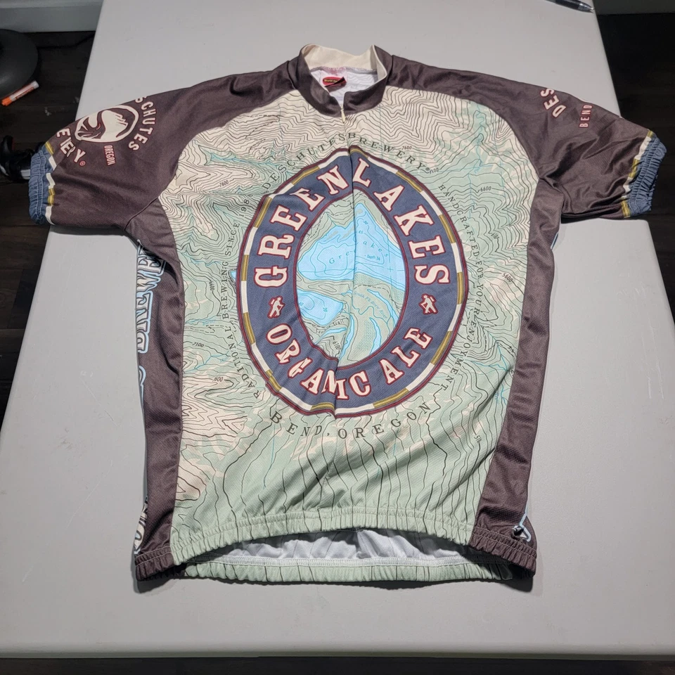 Camisas World Masculinas Tamanho XL Bicicleta Manga Curta Jersey Cerveja Logotipo Green Lakes Ale - Imagem 1 de 4