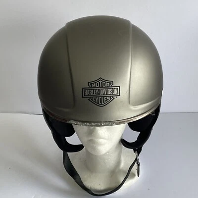 Harley Davidson Motorcycle Half Helmet HD-J04 Dot Approved Silver/ Gray w Visor - Image 1 of 4