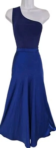 Womens Ted Baker Blue Knit Bodice Satin Skirt One Shoulder Ivena Maxi Dress 2. - Picture 1 of 15
