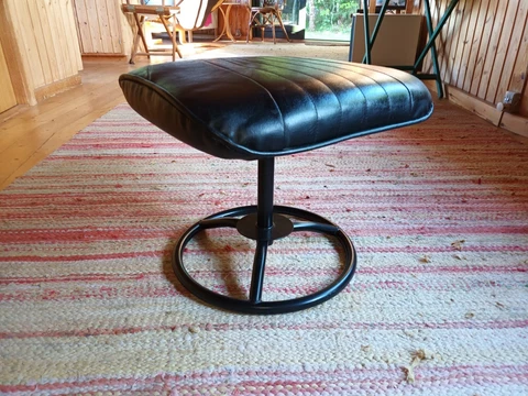 Stool Leather Vintage 70s Footrest Retro Ottomane Metal Westnofa Age Denmark 56 Cover