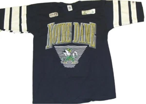Notre Dame shirt Logo 7 Irish Vintage 90s New Deadstock RaRe RINGER jersey XL - Picture 1 of 3
