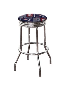 Bar Stool 31" Tall Backless Swivel Seat Cushion with NFL Team Logo Fabric - Picture 1 of 39