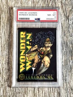POP 2 ONLY 1995 SKYBOX DC POWER CHROME LEGENDS WONDER WOMAN #2 PSA 8 - Image 1 of 2