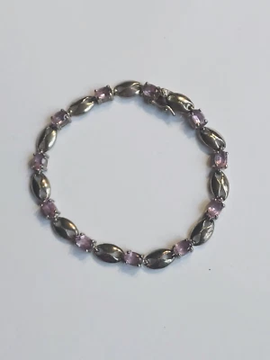 Pulsera de plata de ley 925 vintage HAN Tailandia amatista estilo tenis Foto 1 de 4