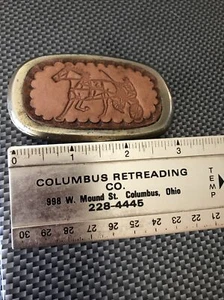 Brass Belt Buckle 198 Harness Horse Racing Hand Made Standerbred Jockey & Sulky - Picture 1 of 8