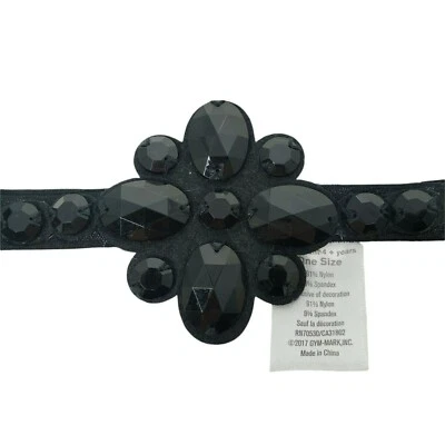 Crazy 8 Black Floral Jewel Headband Girls One Size 4 + New - Image 1 of 4