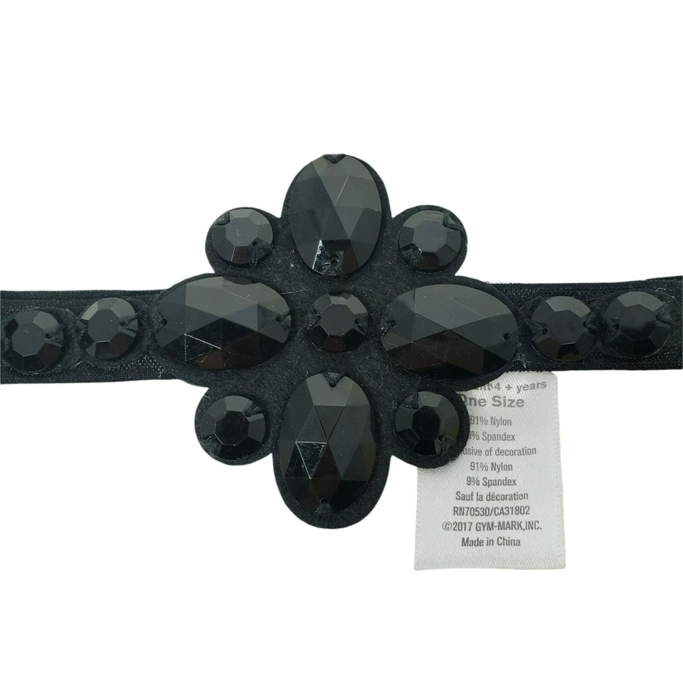 Crazy 8 Black Floral Jewel Headband Girls One Size 4 + New - Image 1 of 4