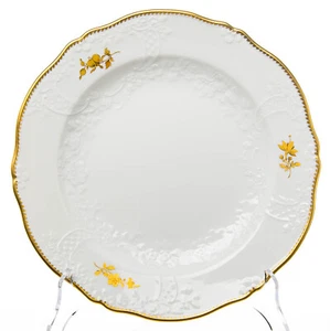 Plato de comedor decoración de flores doradas sin flor media Meissen cuerda nueva como nuevo - Imagen 1 de 2