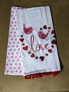 Kitchen Towels Nicole Miller Setof2 ValentineThemeLovebirds India NEW!    DEC21 - Picture 1 of 9