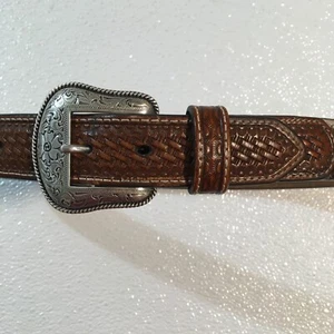 Sz 24 Nocona Belt Co. Unisex-Kid Rhinestone Hair-On-Hide Leather Belt ~ N4419402 - Picture 1 of 10