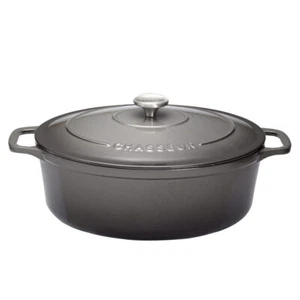 Cocotte ovale 35 cm chasseur gris caviar interieur noir fonte émaillée 43.5x27. - Imagen 1 de 1