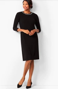 RSVP By Talbots Diamanté-Trim Sweater Sheath Dress Women's Medium Black - Picture 1 of 7