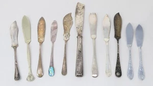 Butter Knives Mixed Styles Master and Spreaders Silver Plate Chrome Abalone - Picture 1 of 3