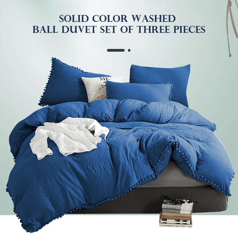 Funda nórdica azul 2/3 piezas colcha suave edredón juegos de cama tamaño doble king Foto 1 de 4