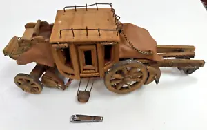 ANTIQUE HANDMADE FOLK ART WESTERN COWBOY STAGECOACH EXCELLENT CONDITION  - Picture 1 of 5