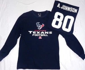 Houston Texans Football Andre Johnson Long Sleeve T-Shirt Navy - Picture 1 of 3