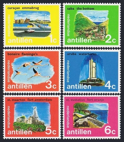 Neth Antilles 331-336,MNH.Michel 239-244. Queen Emma bridge,Flamingos,Ports,1972 Cover