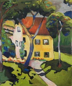 AUSTRALIAN ACRYLIC PAINTING THE HOUSE BY SUE MICHAEL 2000   P227 - Picture 1 of 7