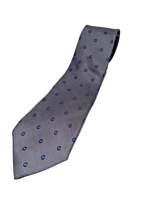 Vintage Coleção Surrey Gravata Cinza com Design Sutil Pontilhado Azul 58" Estate Find - Imagem 1 de 4