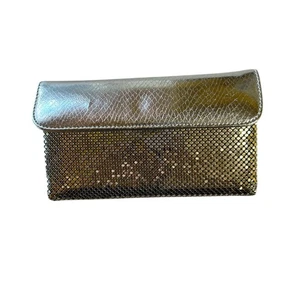Whiting and Davis Metallic Mesh Fold Over Wallet Silberfarben Abend Party - Bild 1 von 8