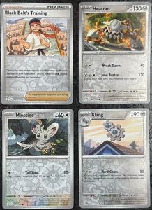 CARTE POKÉMON SUPPORTER BLACK BELT'S TRAINING-HEATRAN-MINCCINO-SUONO (SET DI 4) - Foto 1 di 4
