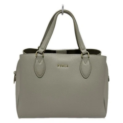 Auténtico bolso de mano FURLA - de cuero gris beige Foto 1 de 4