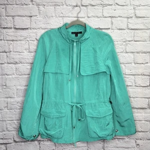 Lafayette 148 NY Womens Linen Jacket Size 8 Full Zip Drawstring Mint Green - Picture 1 of 6