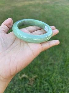 Top! XL Eisgrün 100% Natur Grade A Jadeit Jade 61,6 mm Armreif Armband B413 - Bild 1 von 15