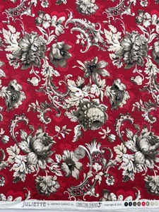 JULIETTE By Heritage Classics for Connecting Threads Gray Floral on Red 1.33 yd - Picture 1 of 1