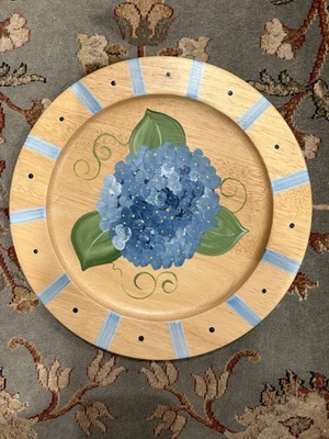"Placa de cargador de hortensia azul de madera 12""" Foto 1 de 3