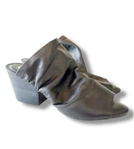 Golo Shoes Women's Landon Open Toe Mule Black Napa Leather Block Heel Size 10 - Picture 1 of 10