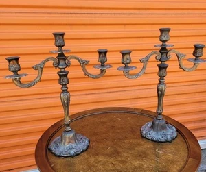 SCHÖNE VERSILBERTE KERZENLEUCHTER, 18"T × 16"W, 2ER SET - Bild 1 von 24