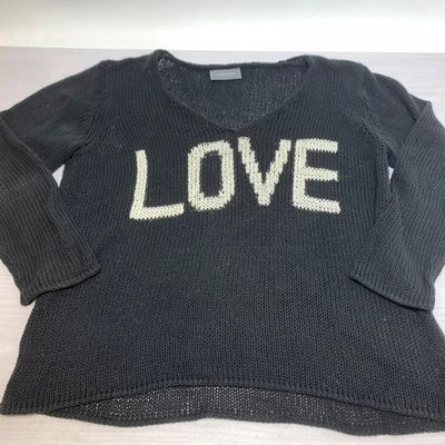 Suéter Wooden Ships Love para mujer S/M suéter tejido negro cuello en V Foto 1 de 4