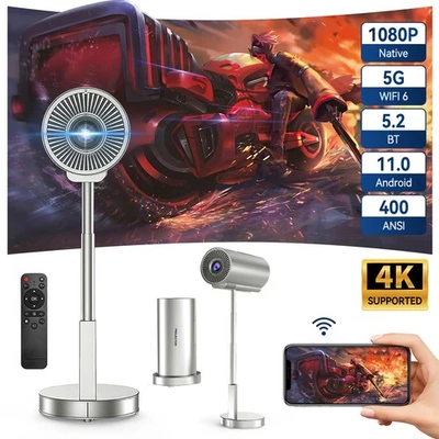 5G WiFi Video Projector 12000LM 4K LED Mini Home Theater Cinema Folding Android - Image 1 of 4