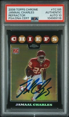 Jamaal Charles 2008 Topps Chrome Refractor Rookie Card #TC185 Auto PSA 10 969116 - Image 1 of 2