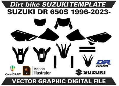 SUZUKI DR 650S 1996-2023- Plantilla formato vectorial Ai CDR EPS M90 Foto 1 de 2