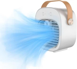 Air Portable Conditioner Fan Mini Cooler Rechargeable USB White Indoor & Outdoor - Picture 1 of 12