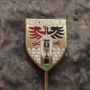 Antique Podebrady Podiebrad Czech Town Coat of Arms Heraldic Crest Pin Badge - Picture 1 of 1