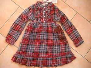 (C943) Nolita Pocket Girls Kleid + Volants Perlmuttknöpfen & Flock Druck gr.128 - Picture 1 of 5