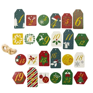 24 Zahlen Anhänger mit Jute Schnur für DIY X-Mas Adventskalender Weihnachten - Bild 1 von 1