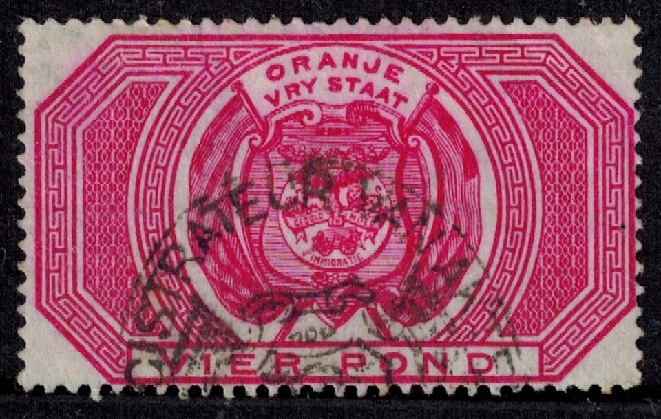 Orange Free State Postal Fiscals 1882-90 SG F14b L4 Carmine Used F/VF VERY RARE - Image 1 of 1