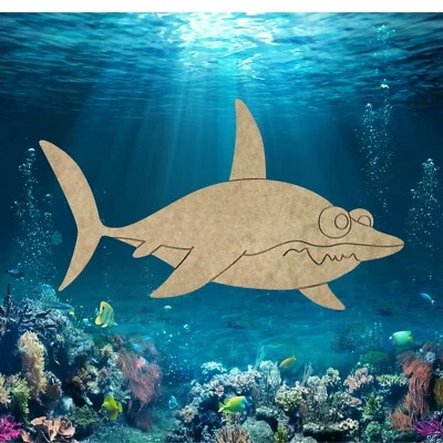 Big-eyed shark, Unfinished Wood, Art Craft Shape Engraved Wooden Paint by Line - Image 1 of 4