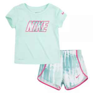 New Nike Little Girls Graphic Shirt & Shorts Set Choose Size & Color MSRP $38